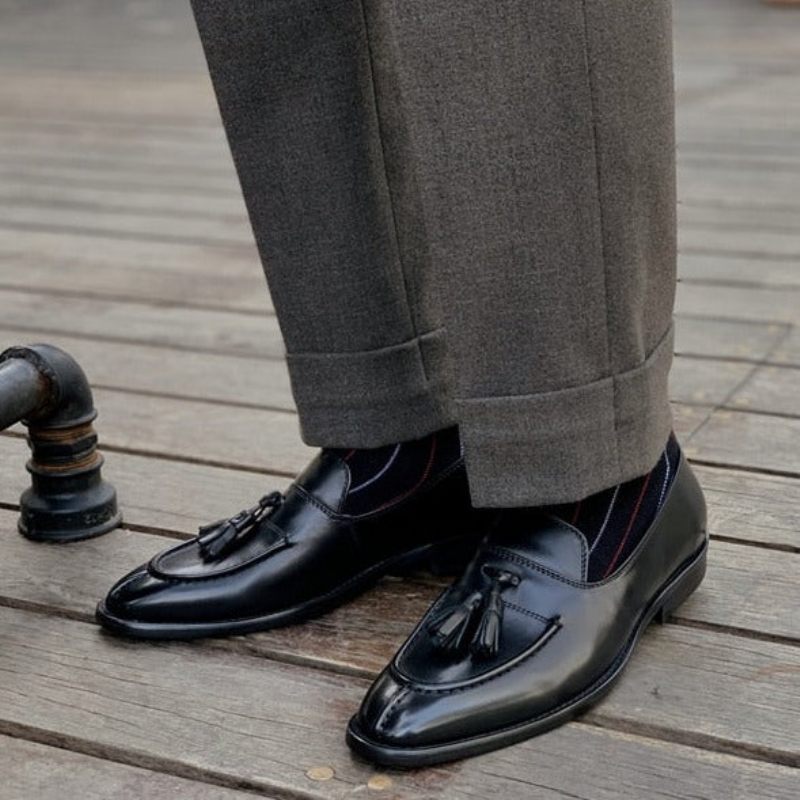 Herren-loafer Aus Exotischem Leder Im Oxford-stil - Schwarz