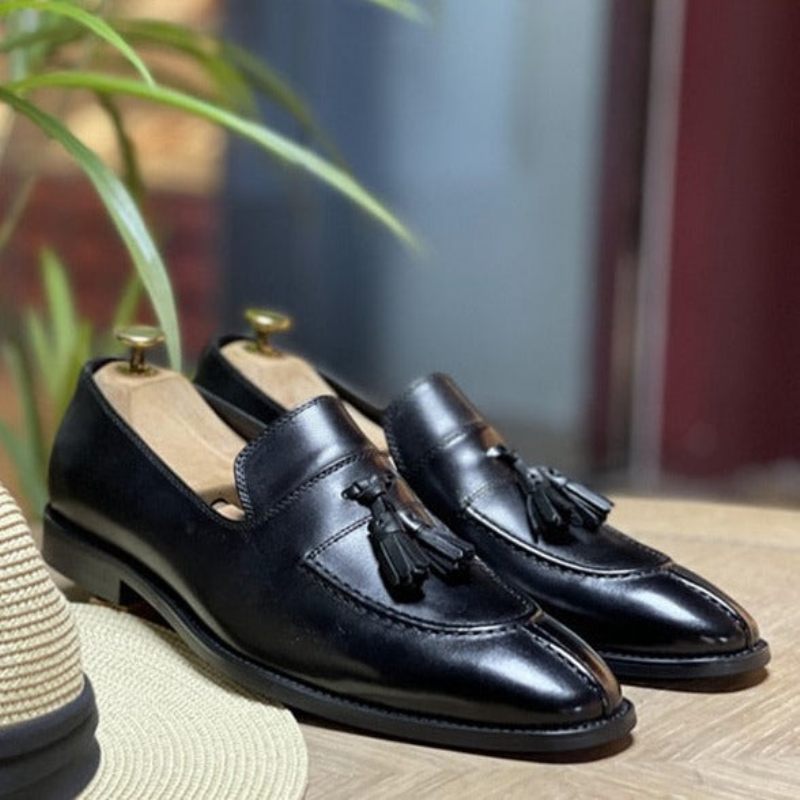 Herren-loafer Aus Exotischem Leder Im Oxford-stil - Schwarz