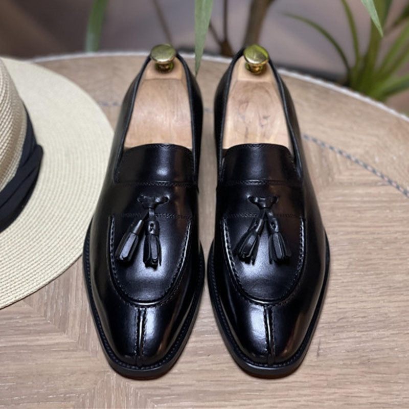 Herren-loafer Aus Exotischem Leder Im Oxford-stil - Schwarz