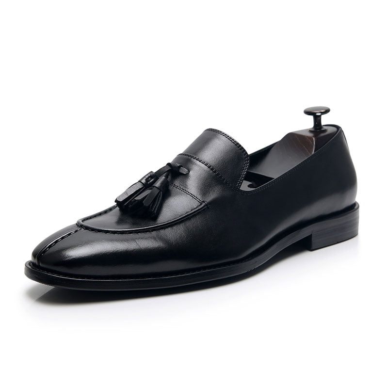 Herren-loafer Aus Exotischem Leder Im Oxford-stil - Schwarz