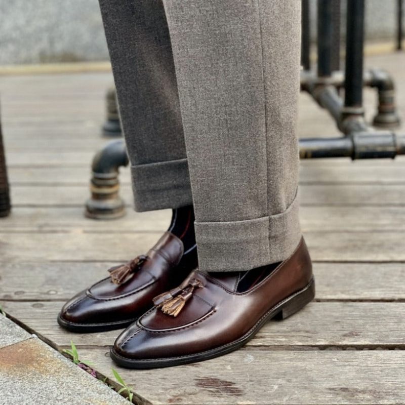 Herren-loafer Aus Exotischem Leder Im Oxford-stil - Kaffee