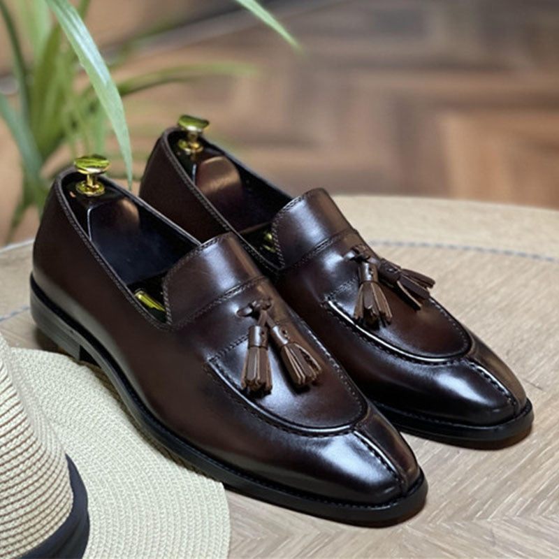 Herren-loafer Aus Exotischem Leder Im Oxford-stil - Kaffee