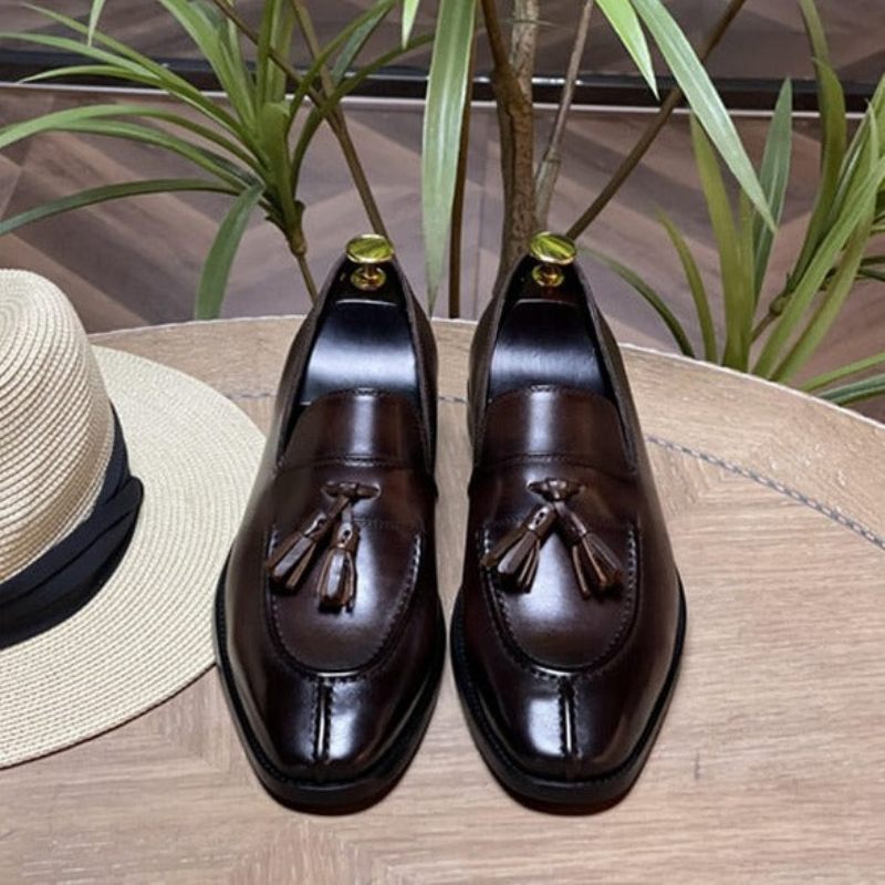 Herren-loafer Aus Exotischem Leder Im Oxford-stil - Kaffee