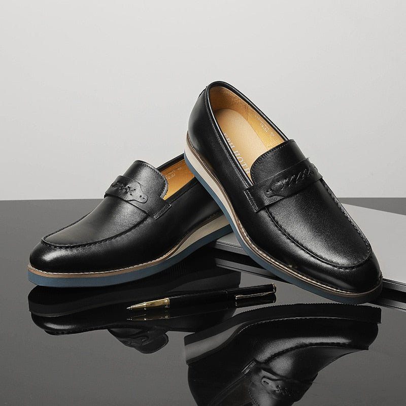 Herren-loafer Aus Exquisitem Leder Exotische Business-hochzeits-slip-on-loafer - Schwarz