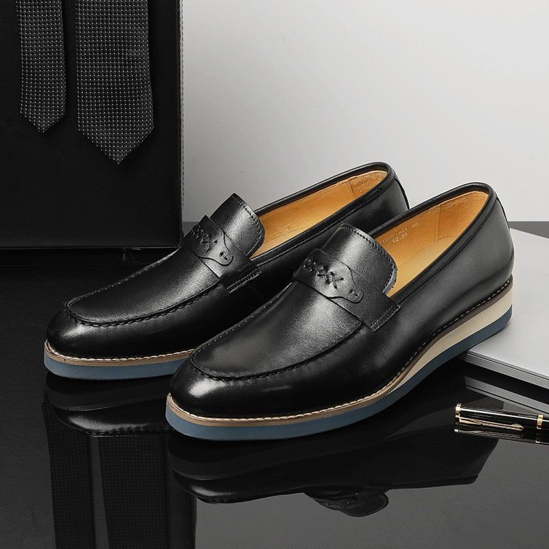 Herren-loafer Aus Exquisitem Leder Exotische Business-hochzeits-slip-on-loafer - Schwarz