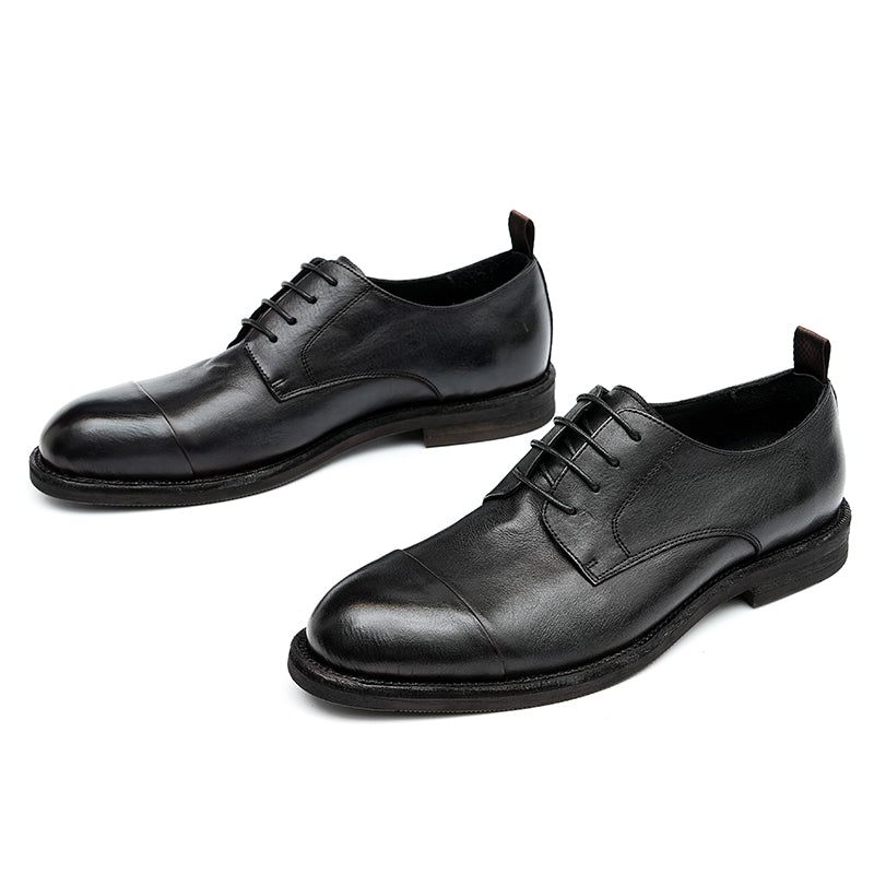 Herren-loafer Aus Leder Elegante Derby-schuhe - Schwarz