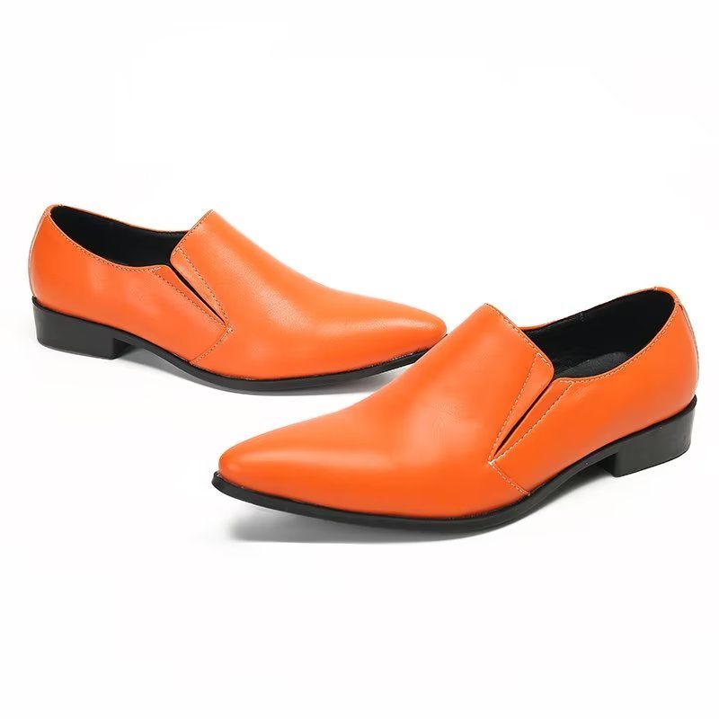 Herren-loafer Aus Luxuriösem Glattleder Elegante Slip-on-loafer - Orange