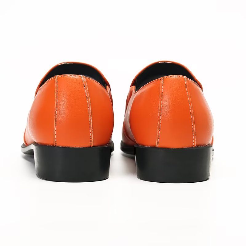 Herren-loafer Aus Luxuriösem Glattleder Elegante Slip-on-loafer - Orange