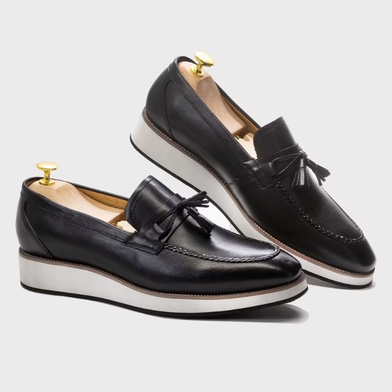 Herren-loafer Aus Luxuriösem Leder Elegante Quasten-loafer - Schwarz