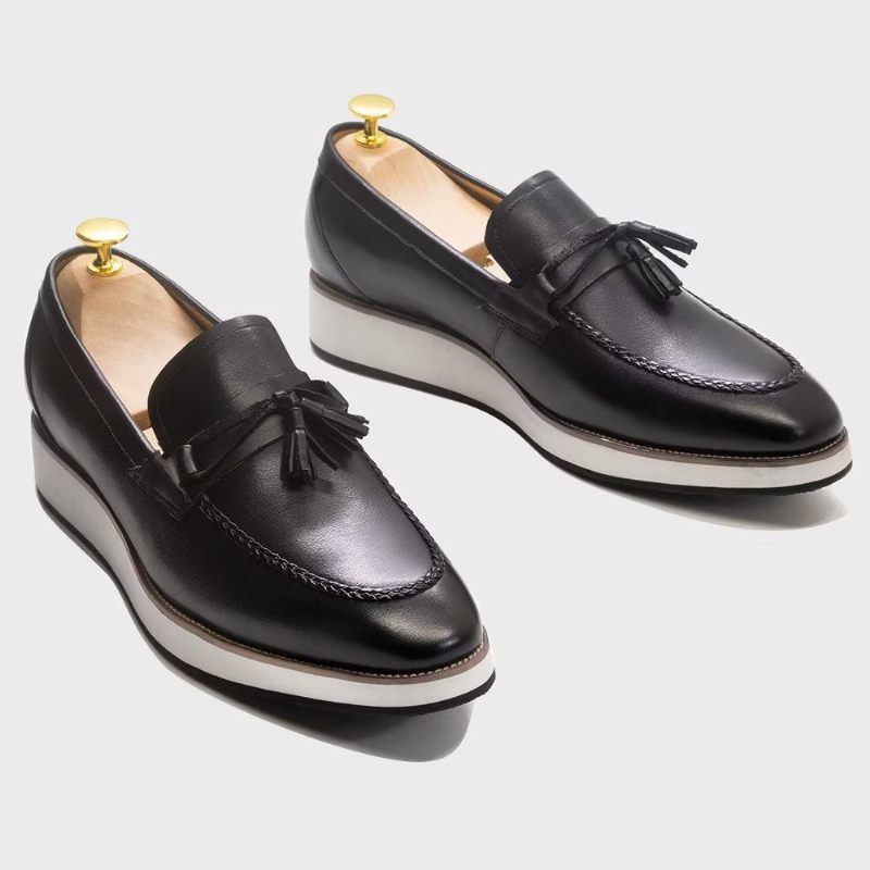 Herren-loafer Aus Luxuriösem Leder Elegante Quasten-loafer - Schwarz