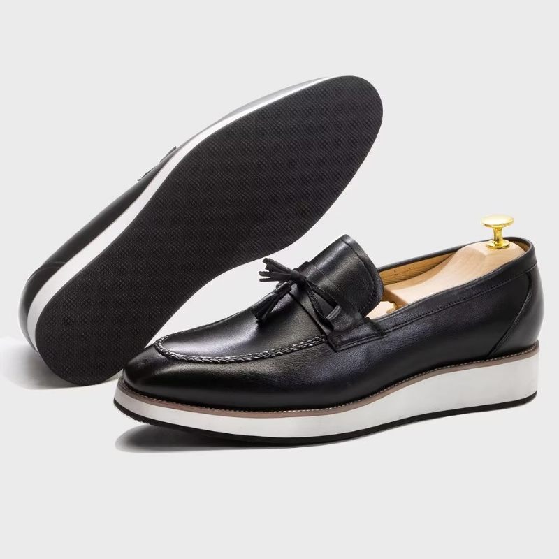 Herren-loafer Aus Luxuriösem Leder Elegante Quasten-loafer - Schwarz