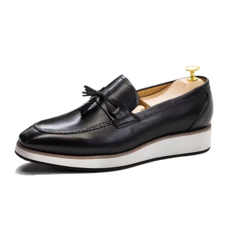 Herren-loafer Aus Luxuriösem Leder Elegante Quasten-loafer - Schwarz