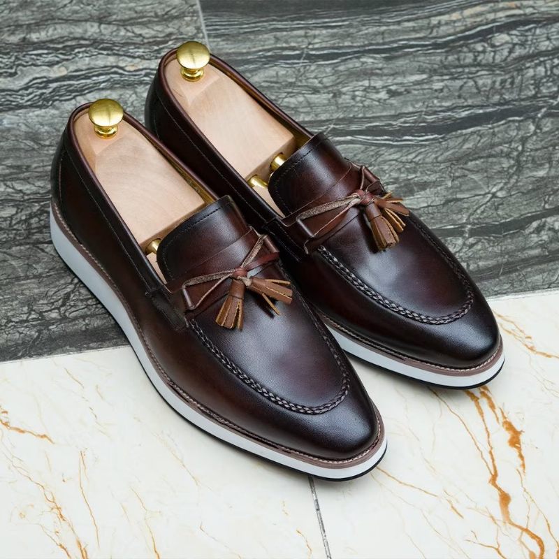 Herren-loafer Aus Luxuriösem Leder Elegante Quasten-loafer - Kaffee