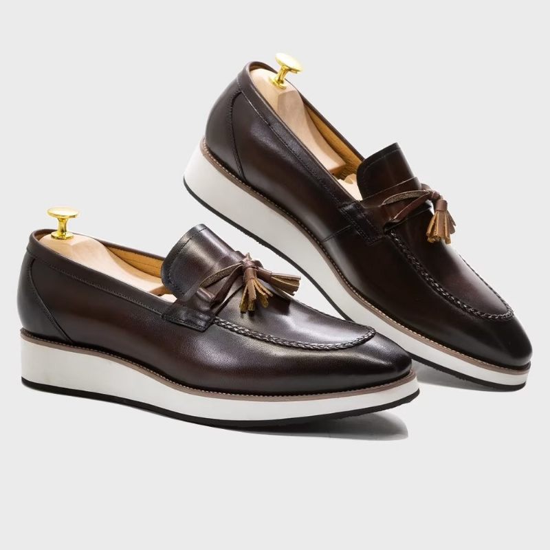 Herren-loafer Aus Luxuriösem Leder Elegante Quasten-loafer - Kaffee