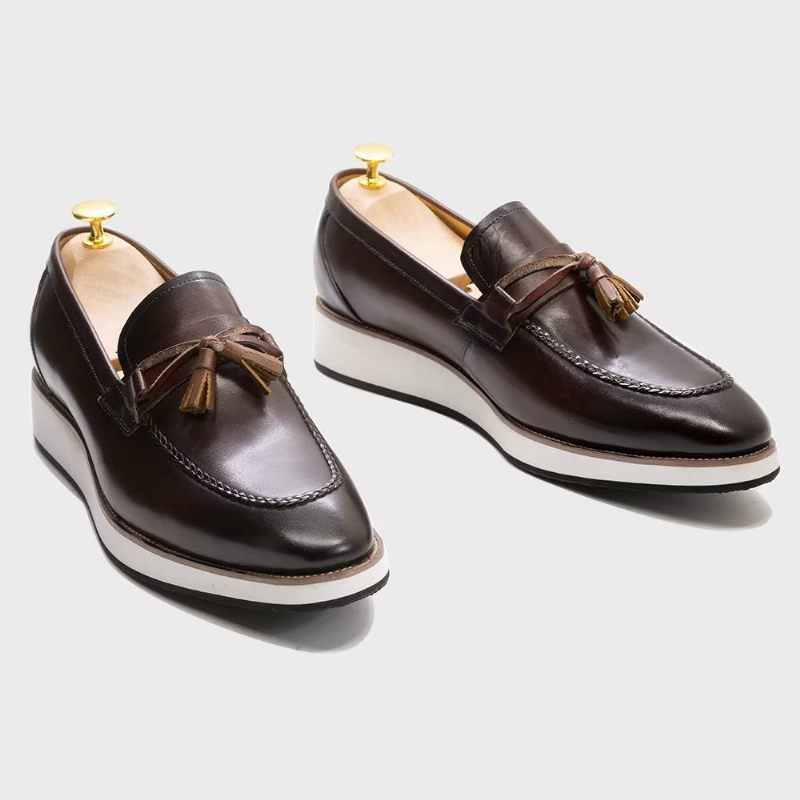 Herren-loafer Aus Luxuriösem Leder Elegante Quasten-loafer - Kaffee