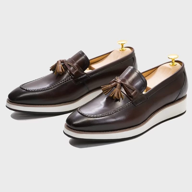 Herren-loafer Aus Luxuriösem Leder Elegante Quasten-loafer - Kaffee