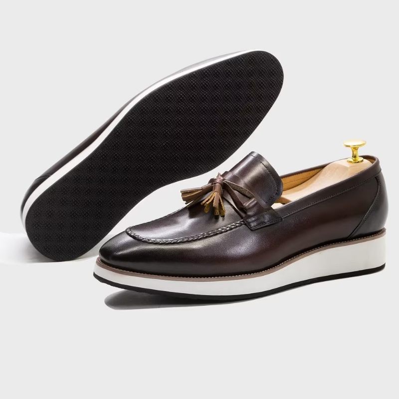 Herren-loafer Aus Luxuriösem Leder Elegante Quasten-loafer - Kaffee