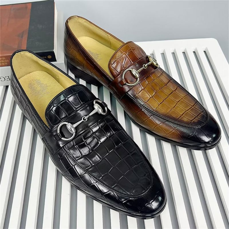 Herren-loafer: Elegante Loafer Aus Rindsleder Mit Runder Zehenpartie - Braun