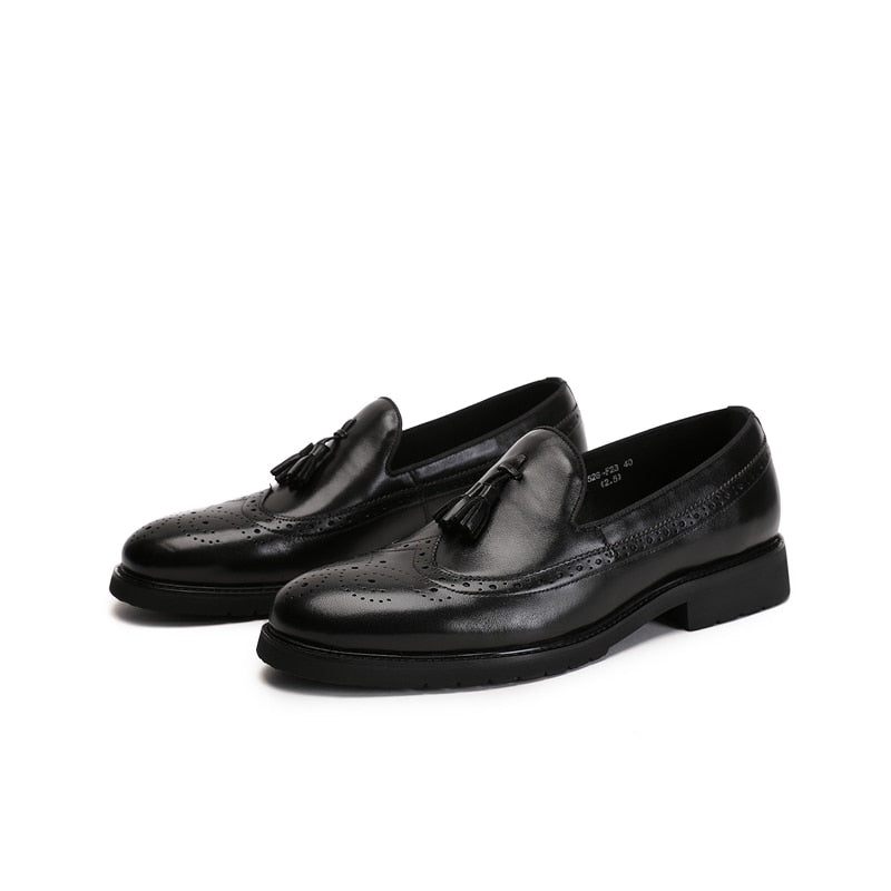 Herren-loafer Exotische Slip-on-brogue-schuhe - Schwarz