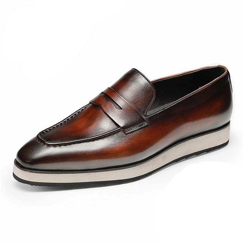 Herren-loafer Exotische Slip-on-brogues Mit Spitzer Zehenpartie - Kaffee