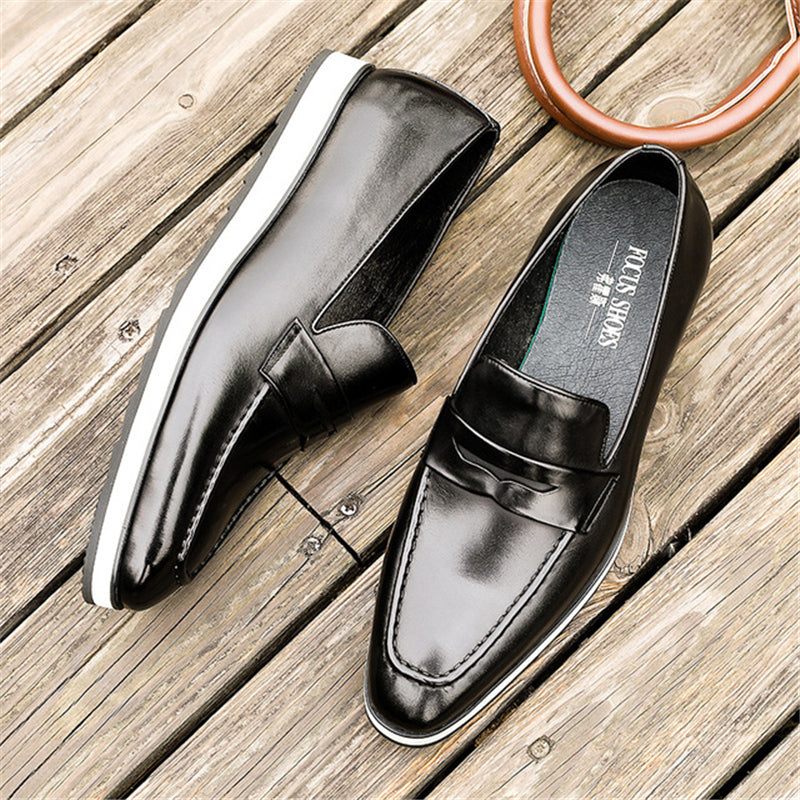 Herren-loafer Exotische Slip-on-brogues Mit Spitzer Zehenpartie - Schwarz