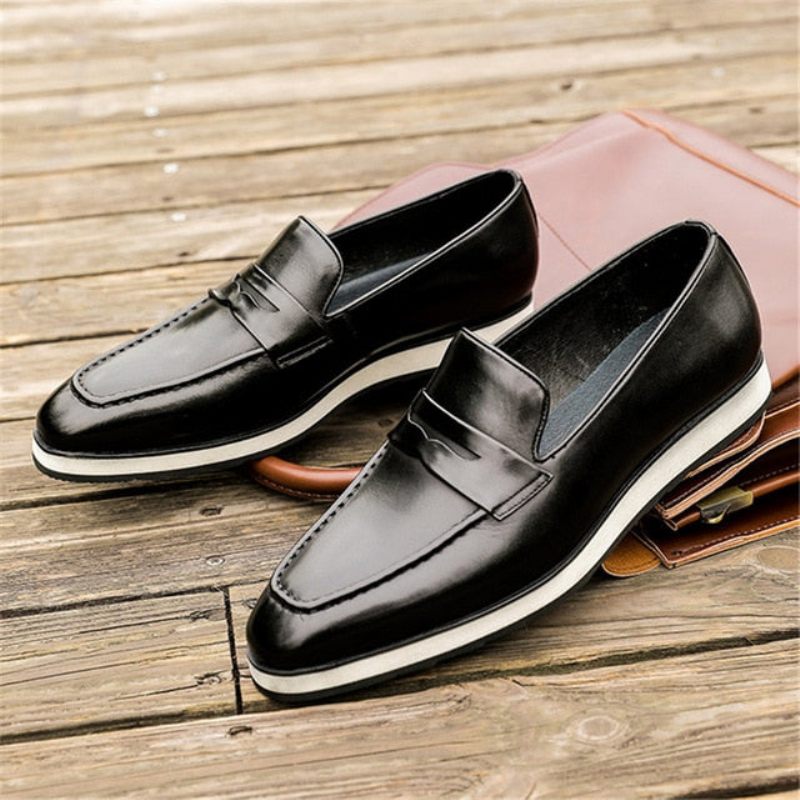 Herren-loafer Exotische Slip-on-brogues Mit Spitzer Zehenpartie - Schwarz