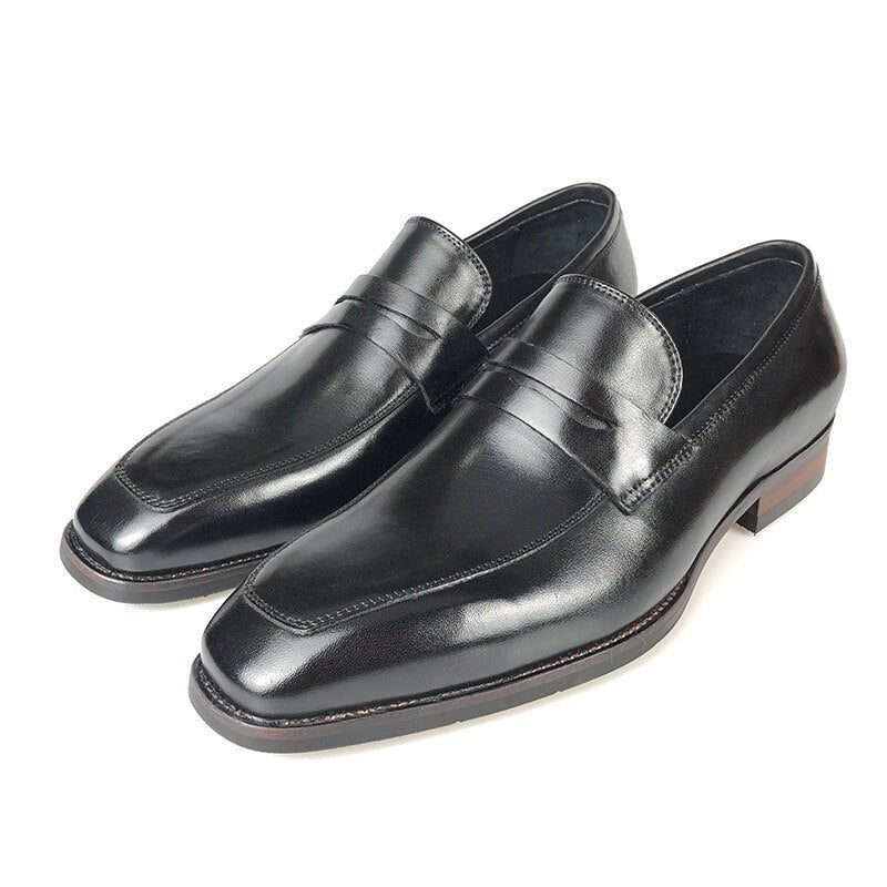 Herren-loafer Exotisches Leder Spitze Zehenpartie Business-brogue-schuhe - Schwarz