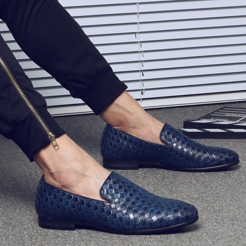 Herren-loafer Extravagante Luxus-loafer Aus Glänzendem Lackleder - Blau