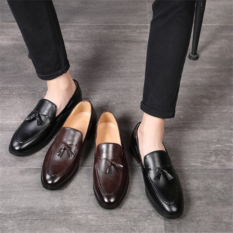 Herren-loafer Glamouröse Hochzeitsschuhe Mit Quastenriemen - Schwarz