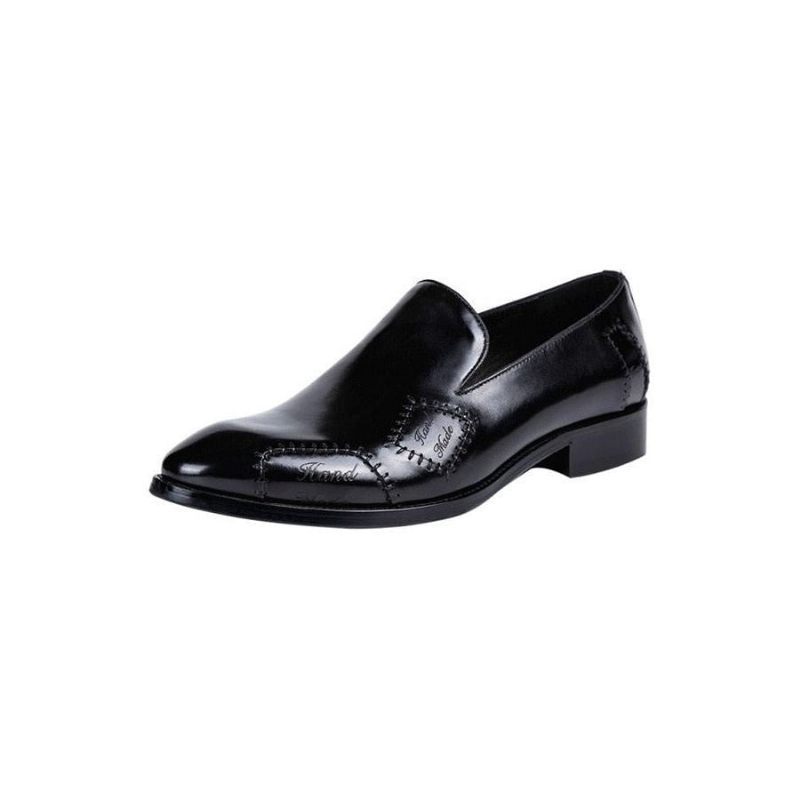 Herren-loafer Klassisch Boss Leder-slip-on-brogue-loafer - Schwarz