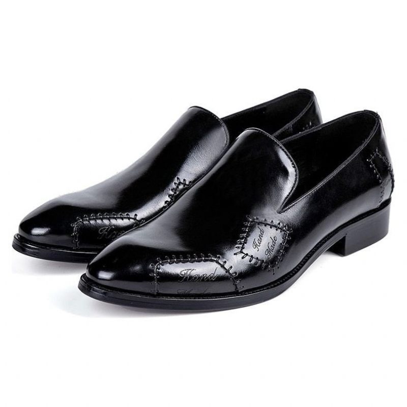 Herren-loafer Klassisch Boss Leder-slip-on-brogue-loafer - Schwarz