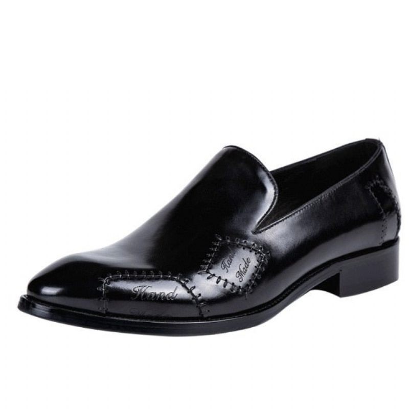 Herren-loafer Klassisch Boss Leder-slip-on-brogue-loafer - Schwarz