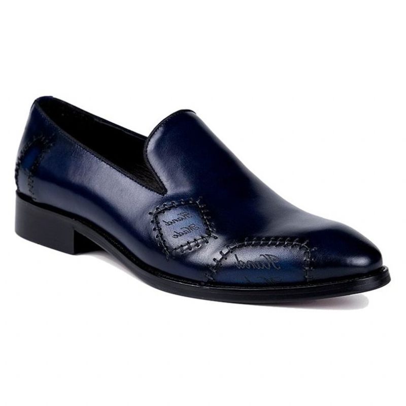 Herren-loafer Klassisch Boss Leder-slip-on-brogue-loafer - Blau