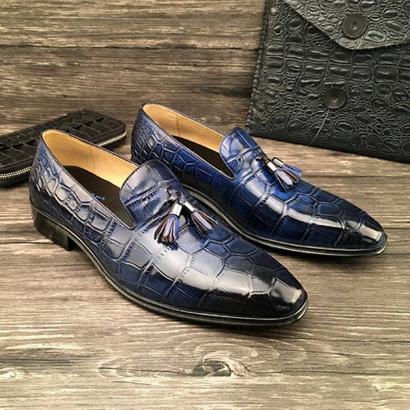 Herren-loafer Luxuriöse Alligator-quasten-slip-on-loafer - Blau