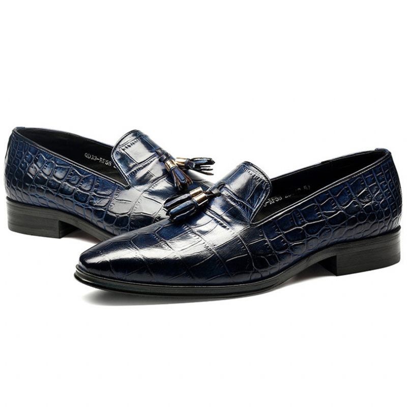 Herren-loafer Luxuriöse Alligator-quasten-slip-on-loafer - Blau