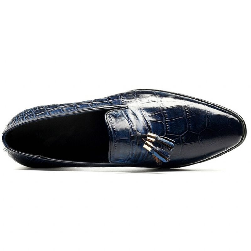 Herren-loafer Luxuriöse Alligator-quasten-slip-on-loafer - Blau