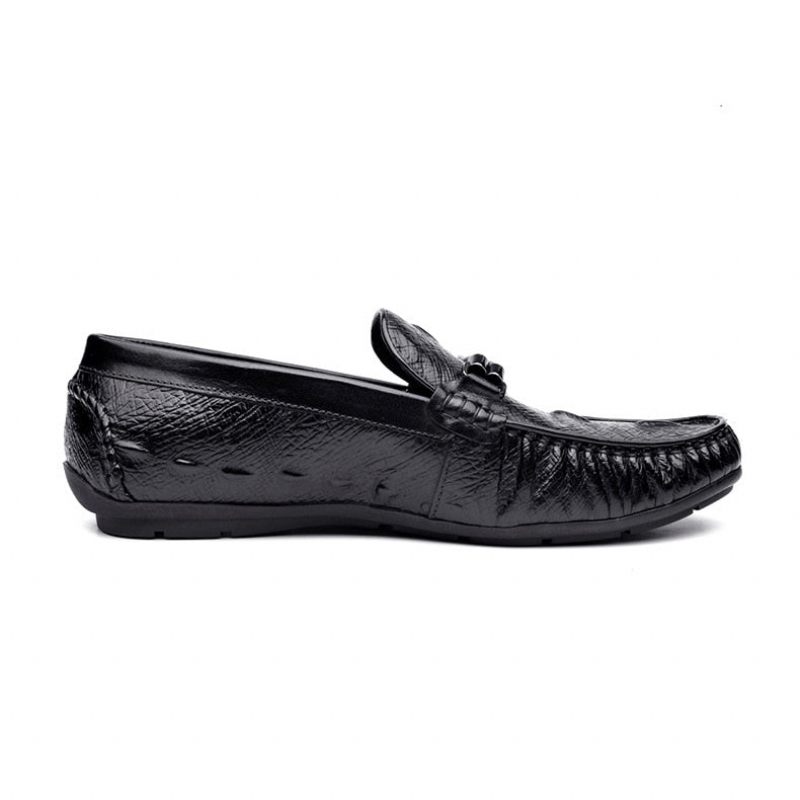 Herren-loafer Luxuriöse Brogue-loafer Aus Croctex-leder - Schwarz