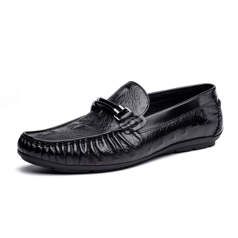 Herren-loafer Luxuriöse Brogue-loafer Aus Croctex-leder - Schwarz