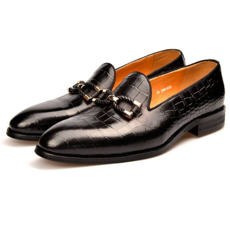 Herren-loafer Luxuriöse Brogue-schuhe Zum Hineinschlüpfen Aus Krokodilleder - Schwarz