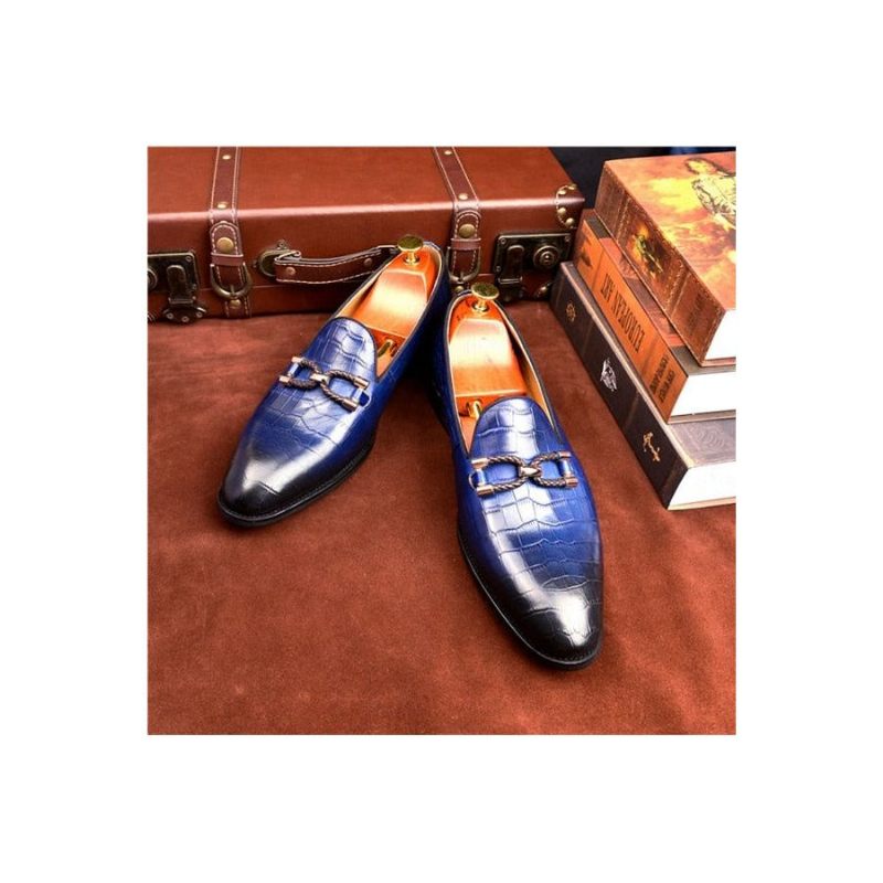 Herren-loafer Luxuriöse Brogue-schuhe Zum Hineinschlüpfen Aus Krokodilleder - Blau