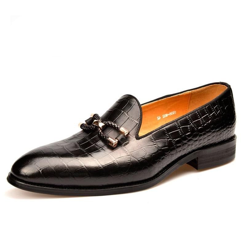 Herren-loafer Luxuriöse Brogue-schuhe Zum Hineinschlüpfen Aus Krokodilleder - Schwarz