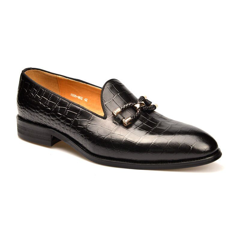 Herren-loafer Luxuriöse Brogue-schuhe Zum Hineinschlüpfen Aus Krokodilleder - Schwarz