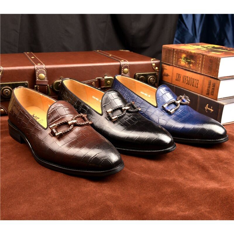 Herren-loafer Luxuriöse Brogue-schuhe Zum Hineinschlüpfen Aus Krokodilleder - Kaffee