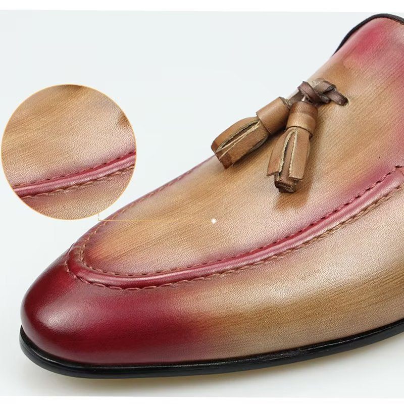 Herren-loafer Luxuriöse Handgefertigte Business-hausschuhe Aus Leder - Rosa