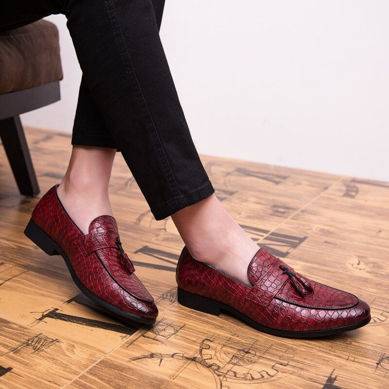 Herren-loafer Luxuriöse Krokodil-loafer - Rot