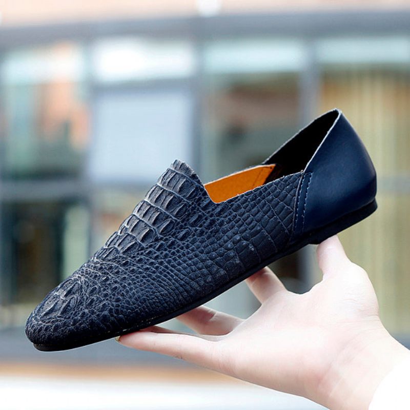 Herren-loafer Luxuriöse Krokodilleder-komfort-loafer Zum Fahren - Blau