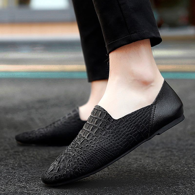 Herren-loafer Luxuriöse Krokodilleder-komfort-loafer Zum Fahren - Schwarz