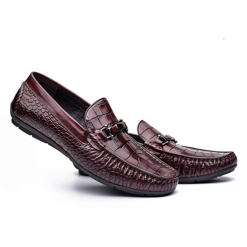 Herren-loafer Luxuriöse Oxford-loafer Aus Krokodilleder Mit Alligatormuster - Rot