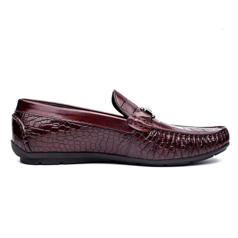 Herren-loafer Luxuriöse Oxford-loafer Aus Krokodilleder Mit Alligatormuster - Rot