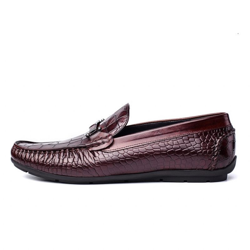 Herren-loafer Luxuriöse Oxford-loafer Aus Krokodilleder Mit Alligatormuster - Rot